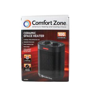NWT in Box Comfort Zone CZ12820 Ceramic Space Heater Black Portable Electric
